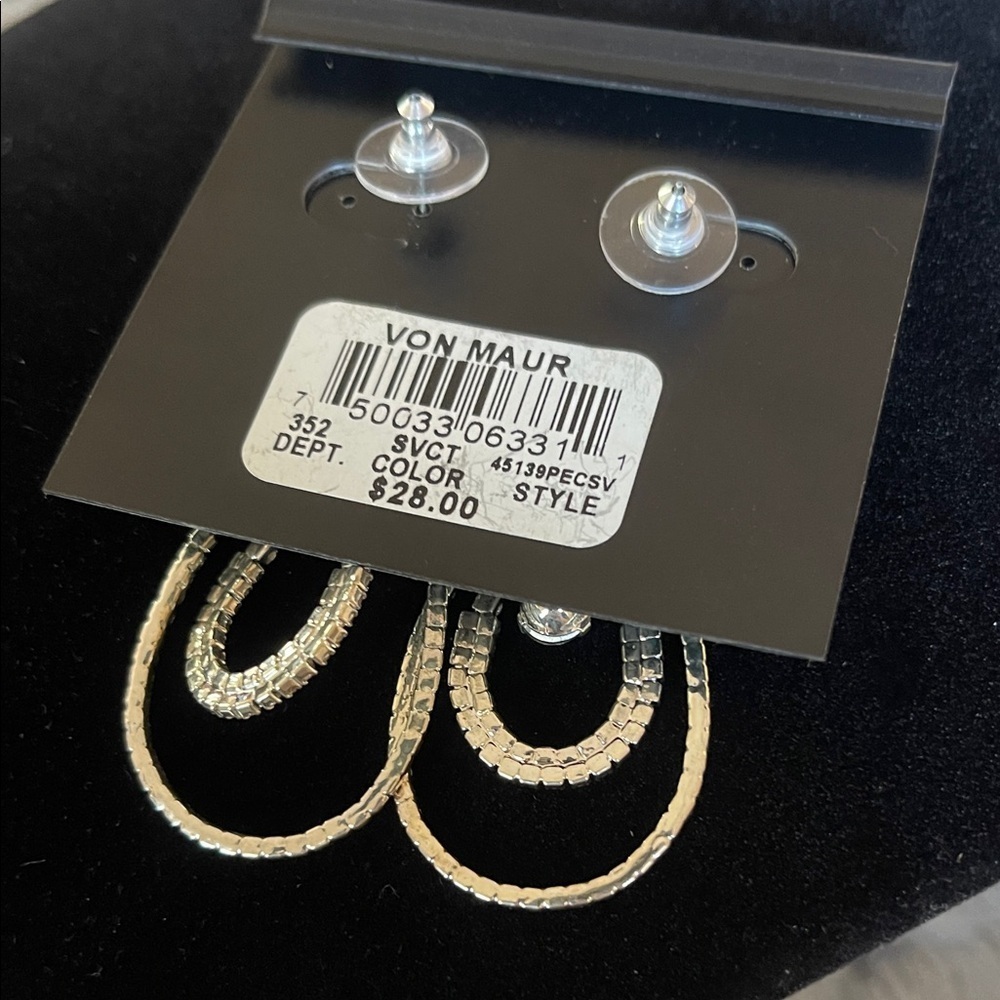 Gold and Silver Crystal Drop Earrings - Picture 2 of 3